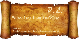 Paczolay Leonidász névjegykártya